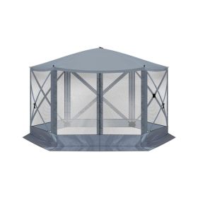 12X12ft Dark Gray Hexagonal Automatic Folding Tent (Option: Dark Gray)