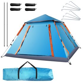 4-5 Person Camping Tent Outdoor Foldable Waterproof Tent with 2 Mosquito Nets Windows Carrying Bag for Hiking Climbing Adventure Fishing (Option: Blue)