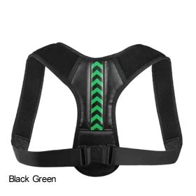 Adjustable Back Shoulder Posture Corrector Belt For Clavicle Spine Support Body Reshape Pain Relief From Neck; Back And Shoulder ( Buy A Size Up (Color: Black Green, size: L(70-100KG))