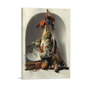 Still Life with Birds and Hunting Gear in a Niche 1633 (Type: Standard Framed Canvas Print, size: 40" x 26" / 100cm x 65cm (approx))